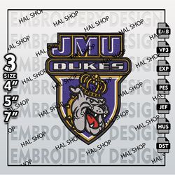 James Madison Dukes Embroidery Files, NCAA Logo Embroidery Designs, NCAA Madison Dukes Machine Embroidery Designs 3 size