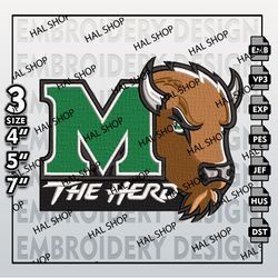 Marshall Thundering Herd Embroidery Designs, NCAA Machine Embroidery Files, NCAA Thundering Herd Embroidery Files.