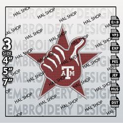 Texas A&M Aggies Embroidery Designs, NCAA Machine Embroidery Files, NCAA Embroidery Files.