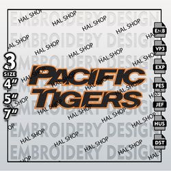 Pacific Tigers Embroidery Designs, NCAA Pacific Tigers Machine Embroidery Files, NCAA Embroidery Files