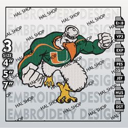 NCAA Miami Hurricanes Embroidery File, 3 Sizes, 6 Formats, NCAA Machine Embroidery Design, NCAA Teams Hurricanes.