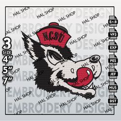 NCAA NC State Wolfpack Embroidery File, 3 Sizes, 6 Formats, NCAA Machine Embroidery Design, NCAA Logo, NCAA Teams