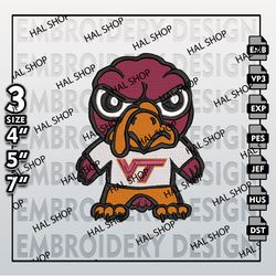 NCAA Virginia Tech Hokies Embroidery File, 3 Sizes, 6 Formats, NCAA Machine Embroidery Design, NCAA Logo Virginia Tech
