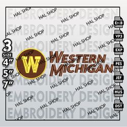 NCAA Western Michigan Broncos Embroidery File, 3 Sizes, 6 Formats, NCAA Machine Embroidery Design, NCAA Logo Broncos.