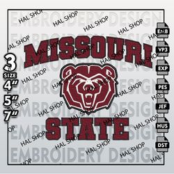 NCAA Missouri State Bears Embroidery File, NCAA Machine Embroidery Design, NCAA Logo, NCAA Teams, 3 Sizes, 6 Formats.