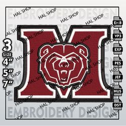 NCAA Missouri State Bears Embroidery File, NCAA Logo, NCAA Teams, NCAA Machine Embroidery Design, 3 Sizes, 6 Formats