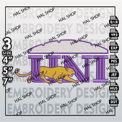 NCAA Northern Iowa Panthers Logo Embroidery Design, NCAA Panthers, Machine Embroidery Files in 3 Sizes for Sport Lovers.