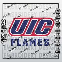 NCAA UIC Flames Embroidery File, 3 Sizes, 6 Formats, NCAA Flames Machine Embroidery Design, NCAA Logo, NCAA Teams