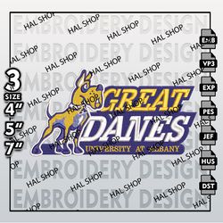 NCAA UAlbany Great Danes Logo Embroidery Design, Machine Embroidery Files in 3 Sizes for Sport Lovers, NCAA Logo 2