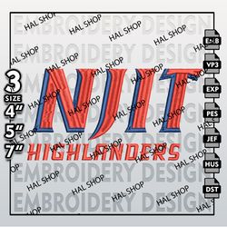 NCAA NJIT Highlanders Logo Embroidery Design, Machine Embroidery Files in 3 Sizes for Sport Lovers, NCAA Logo 1