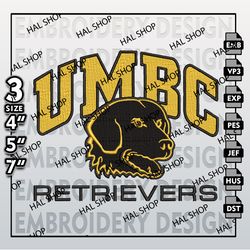 NCAA UMBC Retrievers Logo Embroidery Design, Retrievers Machine Embroidery Files in 3 Sizes for Sport Lovers, NCAA Logo