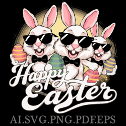 EASTER TRIO BANNY'S IN BLACK SUNGLASSES DIGITAL DOWNLOAD FILES AI.PNG.SVG.PDF.EPS FILES
