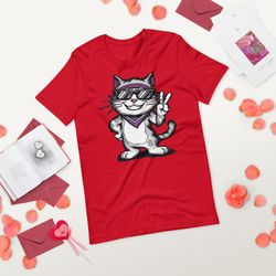 Cat in Bandana Shows Peace Unisex t-shirt