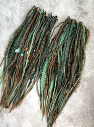 Brown and green mix synthetic dreads Crochet Se De dreadlocks extensions Faux Locs Fake dreads Boho Dreadlocks