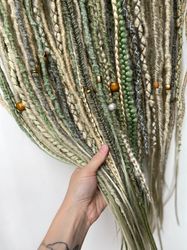 Blonde and green synthetic crochet De Se dreadlocks Fake dreads extensions Faux locs
