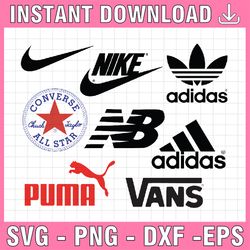 Logo Brand Bundle svg Converse svg, all star svg, nike svg, puma svg, adidas svg, vans svg, png, dxf,eps