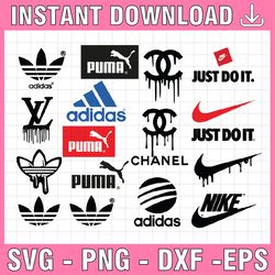Logo Brand Bundle svg Adidas driping svg, Chanel Driping svg, LV Driping svg, Nike driping, Nike Svg,Puma svg png dxf ep