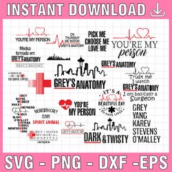 Greys Anatomy Bundle SVG, Greys Anatomy clipart SVG, PNG, Instant Download, Silhouette Cutting Files