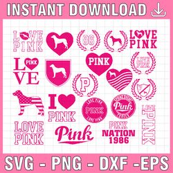 Love Pink Bundle SVG File Love Pink Clip Art Love Pink VS Love Pink Printable Decal Dog Cricut Silhouette eps,dxf,png,pd