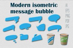 Modern isometric message bubble