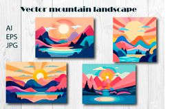 Stylized vector mountain landscape.