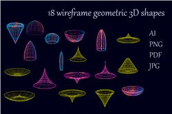 18 frame geometric shapes. PNG