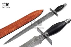 26'' Amazing Handle Damascus Steel Sword Battle Ready With Sheath Best Gift For Him - Birthday Gift By Empire Industry
