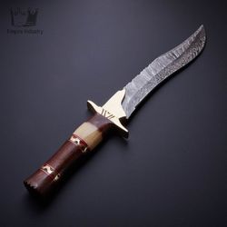 16'' Handmade Damascus Steel FULL TANG Bowie Knife, Fixed Blade With Sheath - Outdoor Camping By Empire Industry