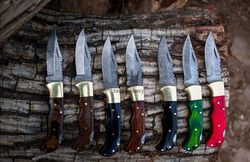 SET OF 7 Handmade Damascus Steel Folding Knives, Fixed Blade With Sheath - Outdoor Camping By Empire Industry