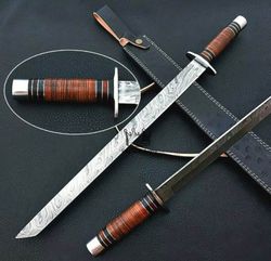 30'' Handmade Damascus Steel Hunting Sword, Fixed Blade With Sheath - Battle Ready Sword Shop By Empire Industry