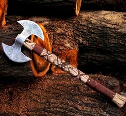 Handmade High Carbon Steel Double Edge Viking Valhalla Axe With Sheath - VIKING HATCHET - Combat Axe By Empire Industry