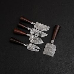 Handmade Damascus Steel BBQ Kitchen Knives Set Chef Knives Set Camping Tools Outdoor Hunting With Leather Roll