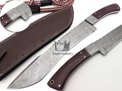 Handmade Damascus Steel Full Tang Hunting Bowie Knife With Sheath Fixed Blade Camping Knife Hunting Bowie Survival Knife