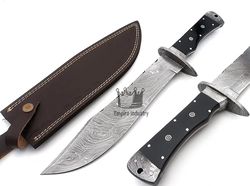Handmade Damascus Steel Full Tang Hunting Bowie Knife With Sheath Fixed Blade Camping Knife Hunting Bowie Combat Knife