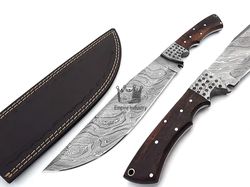 hand forged damascus steel full tang hunting bowie knife with sheath fixed blade camping knife hunting bowie small bowie