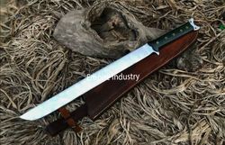 Hand Forged High Carbon Steel Full Tang Hunting Sword With Sheath Fixed Blade Gift Survival Knife Medieval Swords