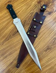 Hand Forged High Carbon Steel Full Tang Hunting Sword With Sheath Fixed Blade Gift Survival Knife Medieval Swords Gift