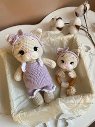 A set of knitted toys