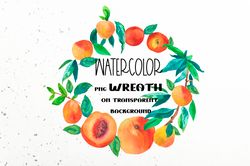 Watercolor floral frame. Watercolor peach clip art