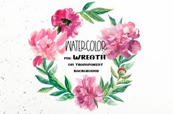 Watercolor floral wreath png.