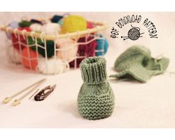 Baby booties FLAT knitting pattern,  Baby shoes pattern,  Infant  slippers pattern,  Digital Download PDF file