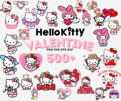 500 Pink Valentine Kitty SVG Design Bundle, Valentine Kawaii Character Kitty Svg, Kawaii Kitty Svg Bundle, Cute Cat Svg