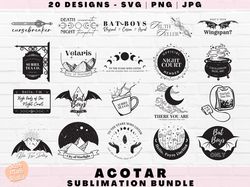 20 ACOTAR svg Bundle, ACOTAR Cut Files For Cricut, ACOTAR designs for shirts, stickers, sublimations