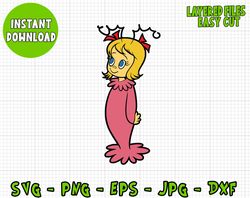Cindy Lou Who Layered SVG, Cricut Digital Vector Cut File, Silhouette Digital File, Grinch Clipart Files, Svg Png Dxf jp