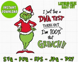 DNA test 100 that Grinch  Cricut Cut File  Silhouette Digital File  Grinch Clipart Vector Cut Files  Svg, Png Dxf jpg Ep