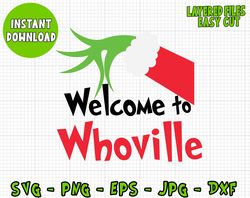Grinch Welcome to Whoville Svg, Cricut Digital Vector Cut File & Silhouette Digital File, Grinch Clipart Svg, Png Dxf jp