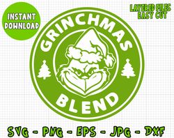 Grinchmas Blend Cricut Digital Vector Cut File, Silhouette Digital File, Grinch Clipart Vector Cut Files Svg, Png Dxf jp
