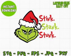 Stink Stank Stunk Svg, Cricut Digital Cut File, Silhouette Digital File, Grinch Clipart Vector Cut Files Svg, Png Dxf jp