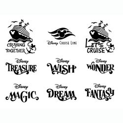 Cruise SVG, Mickey Cruise PNG Clipart Bundle, Cruise ship svg,Mouse Cruise Ship Names Logo Bundle - Treasure Fantasy Dre
