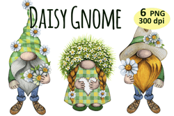 Daisy Flowers Gnome Clipart Png, Gnome Watercolor, Summer Clipart